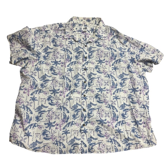 HB Hawaiian Shirt Palm Tree Print Button Up Short Sleeve‎ Casual 3XL - Picture 1 of 6